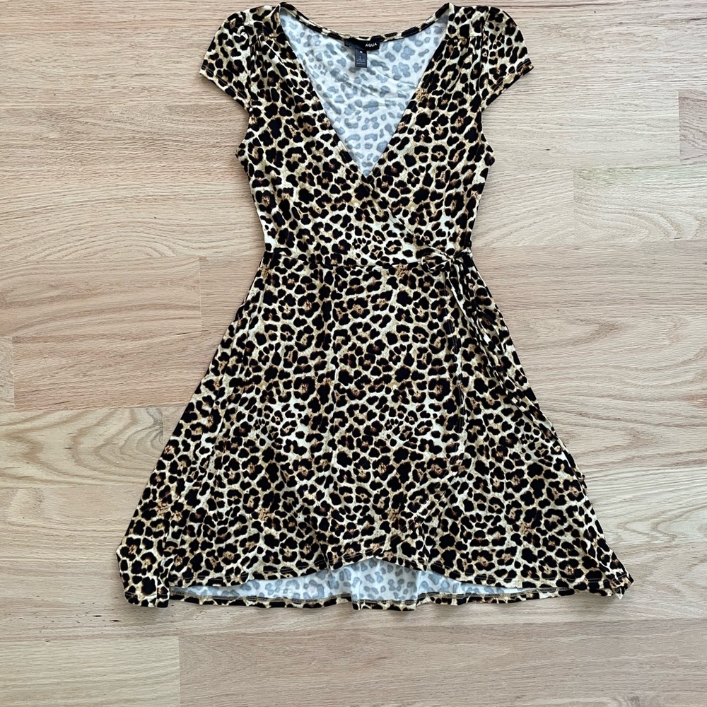 Aqua Leopard Print Mini Dress